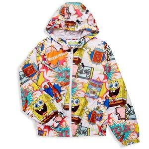 Nickelodeon SpongeBob SquarePants Zip-Up Hoodie Windbreaker Size 14/16